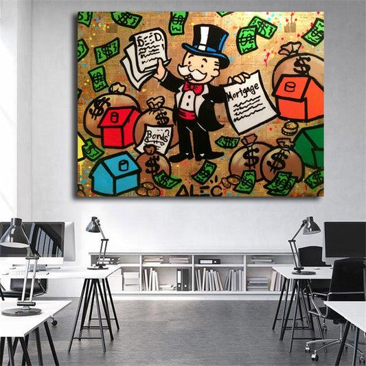 Money Man Graffiti Canvas Posters Prints Wall Art Painting broker decor
