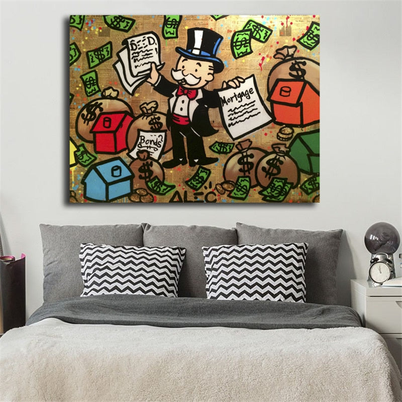 Money Man Graffiti Canvas Posters Prints Wall Art Painting broker decor