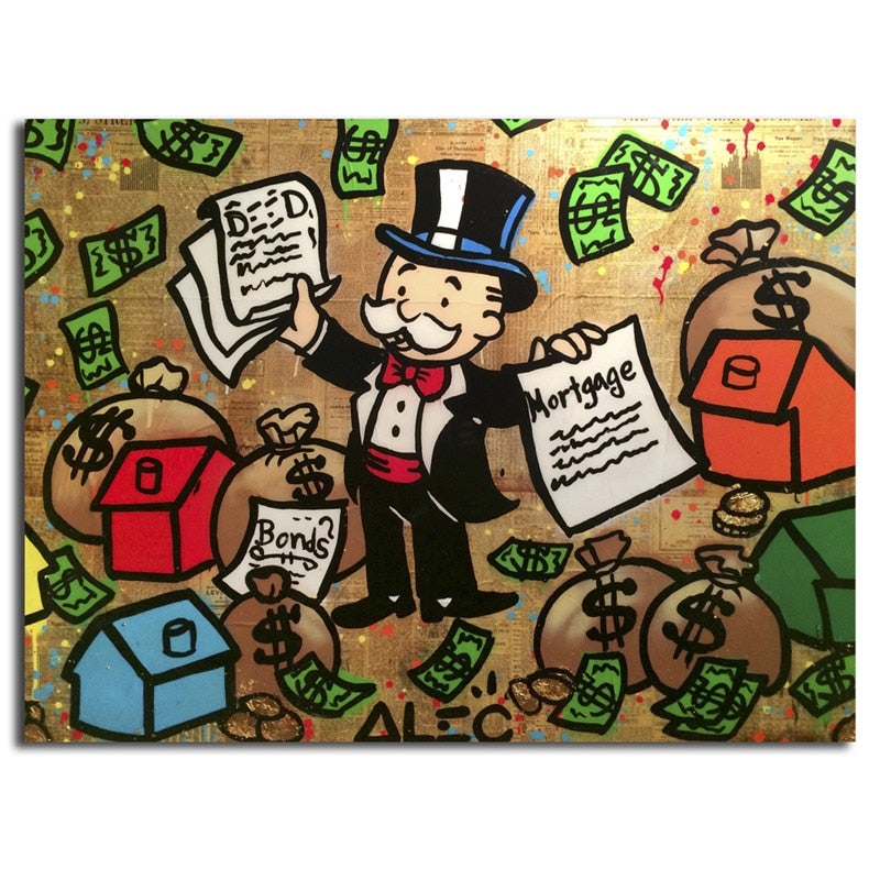 Money Man Graffiti Canvas Posters Prints Wall Art Painting broker decor