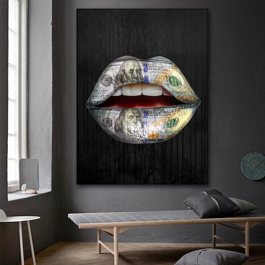 Poster and Print Picture Sexy Money Lips Painting Wall Pictures for Living Room Home Decor No Frame Canvas Painting Wall art