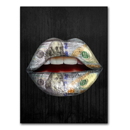 Poster and Print Picture Sexy Money Lips Painting Wall Pictures for Living Room Home Decor No Frame Canvas Painting Wall art