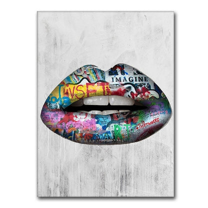 Poster and Print Picture Sexy Money Lips Painting Wall Pictures for Living Room Home Decor No Frame Canvas Painting Wall art