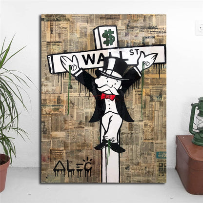 Wall Street Crucifix Monopoly Canvas Posters Prints Wall Art Broker Decor