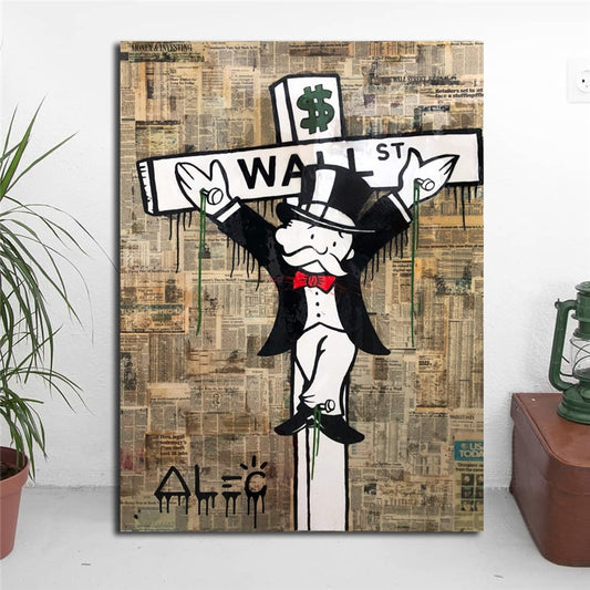 Wall Street Crucifix Monopoly Canvas Posters Prints Wall Art Broker Decor