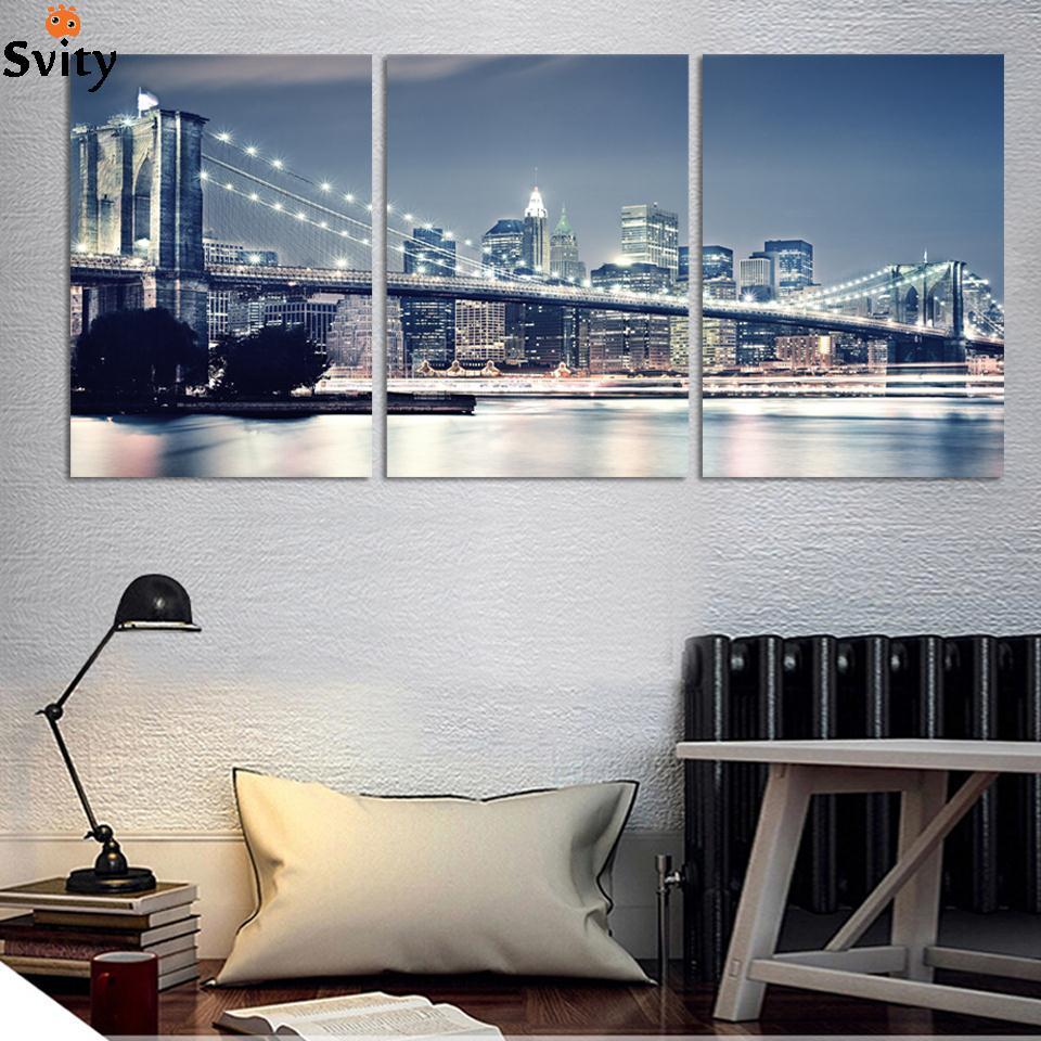 New York street scene canvas drawing living room office decoration