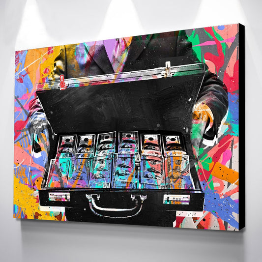 Money Briefcase Paintings canvas Posters Decor Abstract Colorful Home Office