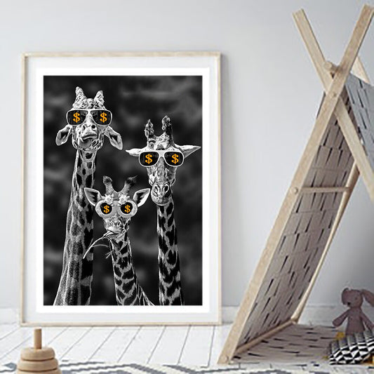 Giraffe Poster Print With Money Broker Decor