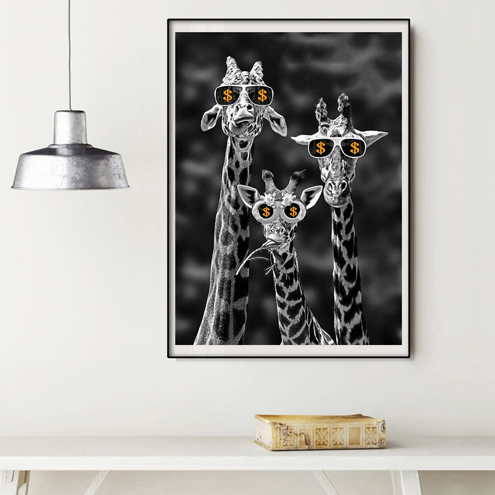 Giraffe Poster Print With Money Broker Decor