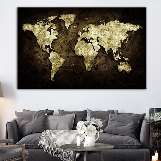 Vintage Money World Map Broker Decor