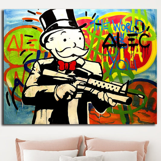 Scarface Monopolyingly Graffiti Paintings on Canvas