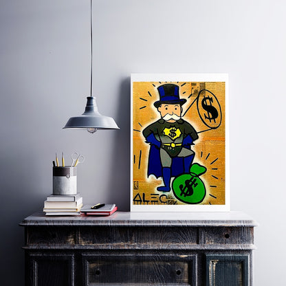 BatMan Money Graffiti Alec Monopoly Guy  Canvas Painting Oil Print