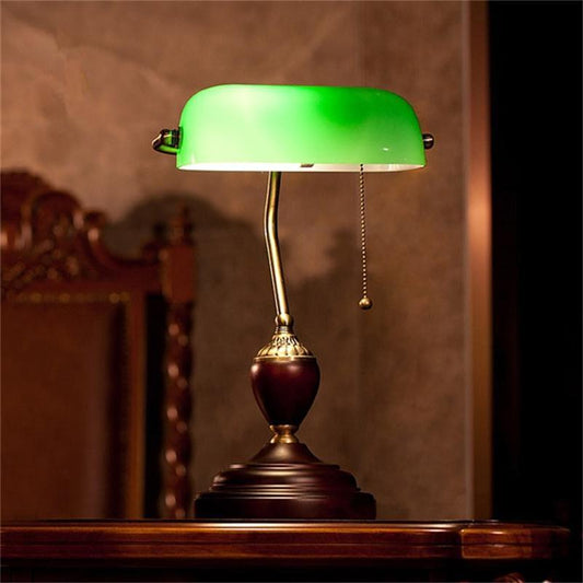 Retro Literary Table Light Emerald Green Glass Bank Office Desk Lamps