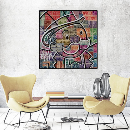 Mr Monopoly guy Money Stamp Canvas Painting Graffiti Wall Art Broker Decor