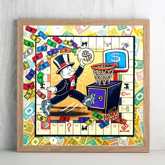 Air Jordan Monopoly Guy Vintage Canvas Painting Money Wall Art