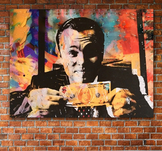 Wolf Of Wall Street Money Talks Abstract Framed Canvas Wall Art Invincible