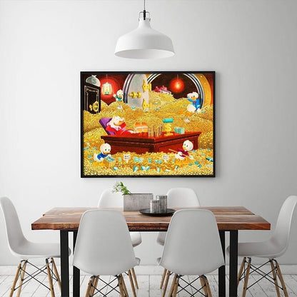 Scrooge Swimming In Money Canvas Painting Oil Print Poster Wall Art HD Picture for Living Room Home Office Broker Decor