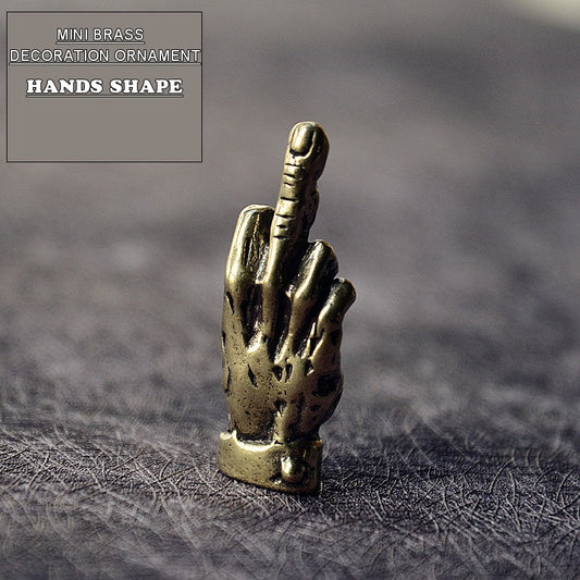 Mini Brass Hand middle Finger Up Statue funny Broker decor