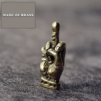 Mini Brass Hand middle Finger Up Statue funny Broker decor