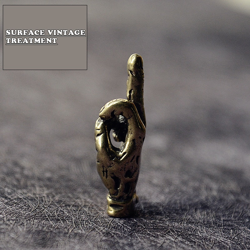 Mini Brass Hand middle Finger Up Statue funny Broker decor