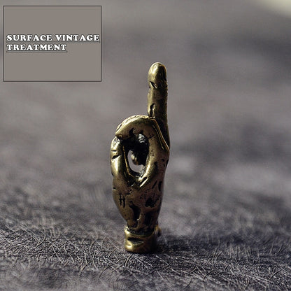 Mini Brass Hand middle Finger Up Statue funny Broker decor