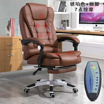 EU Household Work Office Lie Boss gaming Massage Footrest Lift Swivel Main Genuine Art computer game ergonomic leather Chair RU